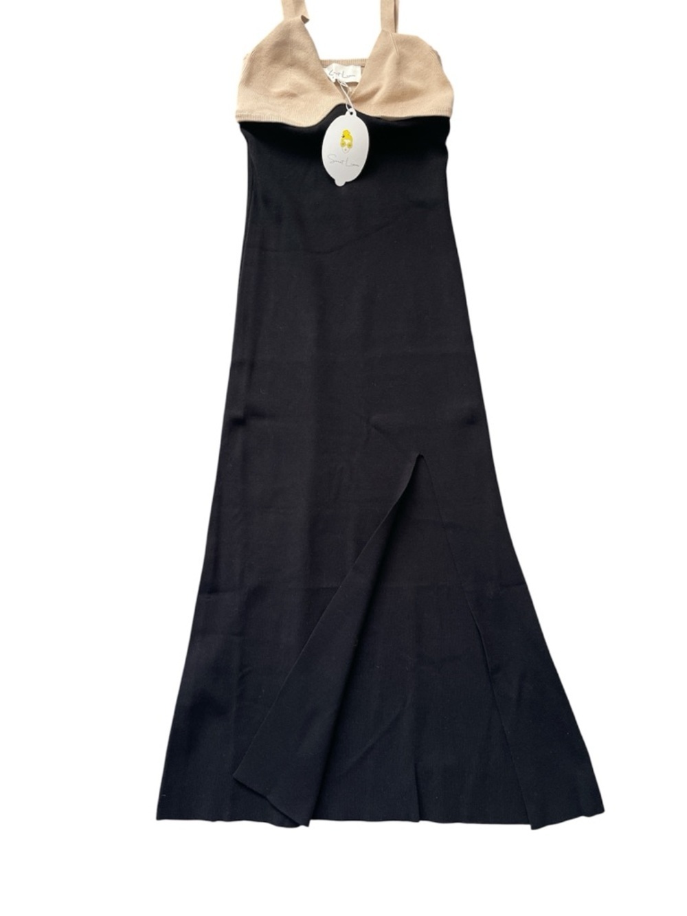 Sweet Lemon Colorblock Knit Midi Dress Black & Beige Size M NWT - Picture 4 of 5